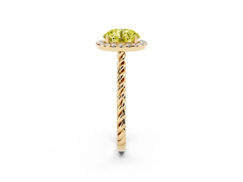 Round Rope Halo Engagement Ring Setting for a Fancy Yellow Lab-Grown Diamond | Yellow Gold