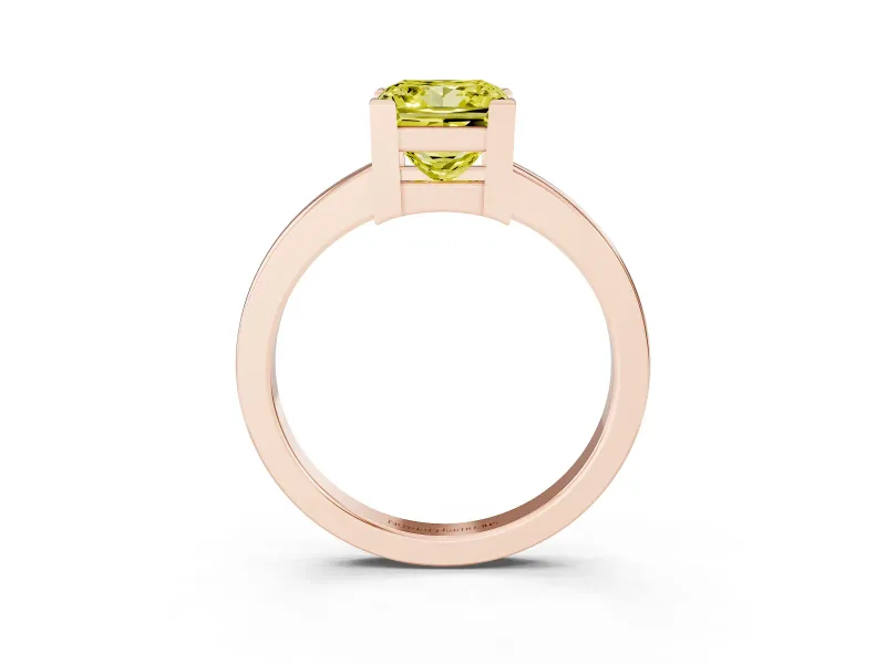 Princess Cut Solitaire Engagement Ring Setting for a Fancy Yellow Lab-Grown Diamond | Flat Tab Prongs | Rose Gold