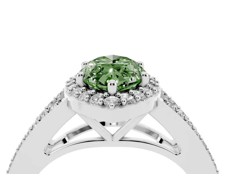 Marquise Split Shank Halo Engagement Ring Setting for a Fancy Green Lab-Grown Diamond | Platinum