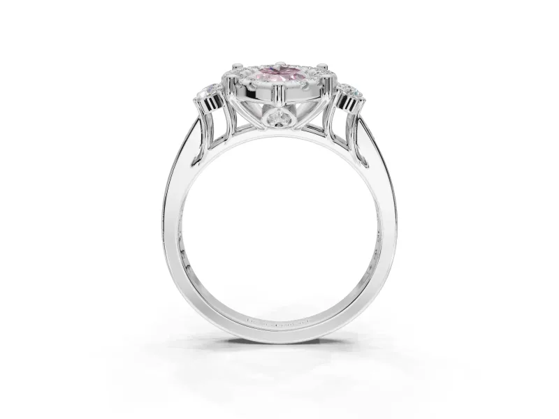 Marquise Halo Engagement Ring Setting for a Fancy Pink Lab-Grown Diamond | Graduated Channel Band | White Gold