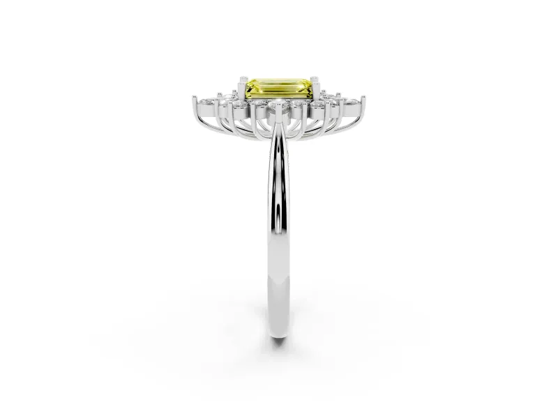 Emerald Cut Engagement Ring Setting for a Fancy Yellow Lab-Grown Diamond | White Gold - Design NV-24790