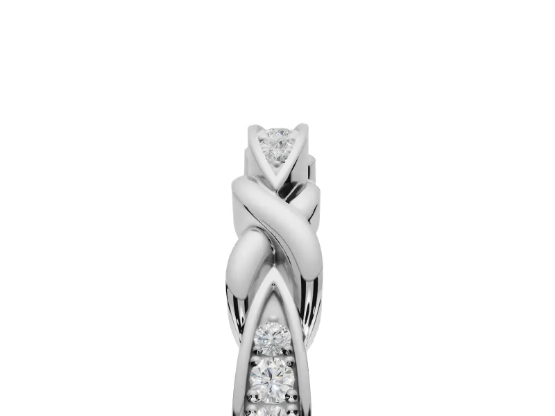 Round Lab-Grown Diamond Graduated Twisted Pavé Wedding Band | Marquise Motifs | Platinum