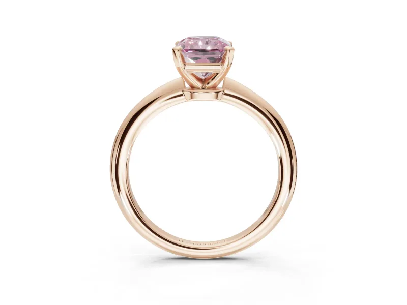Radiant Cut Solitaire Engagement Ring Setting for a Fancy Pink Lab-Grown Diamond | Tapered Plain Band | Rose Gold