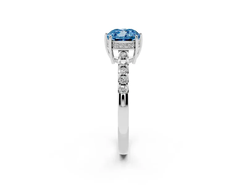 Cushion Cut Engagement Ring Setting for a Fancy Blue Lab-Grown Diamond | White Gold - Design NV-24649