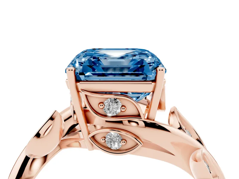 Asscher Cut Twisted Bypass Engagement Ring Setting for a Fancy Blue Lab-Grown Diamond | Rose Gold