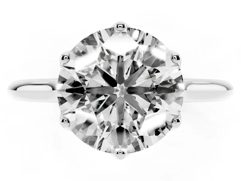 Round Cut Diamond Solitaire Cathedral Ring Set in White gold with Prong Setting