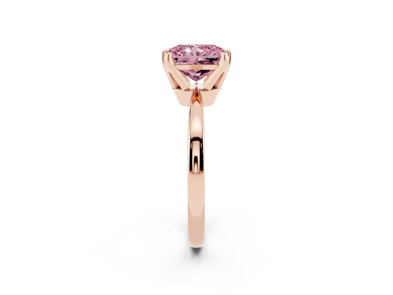 Radiant Cut Tapered Solitaire Engagement Ring Setting for a Fancy Pink Lab-Grown Diamond | Claw Prong Head | Rose Gold