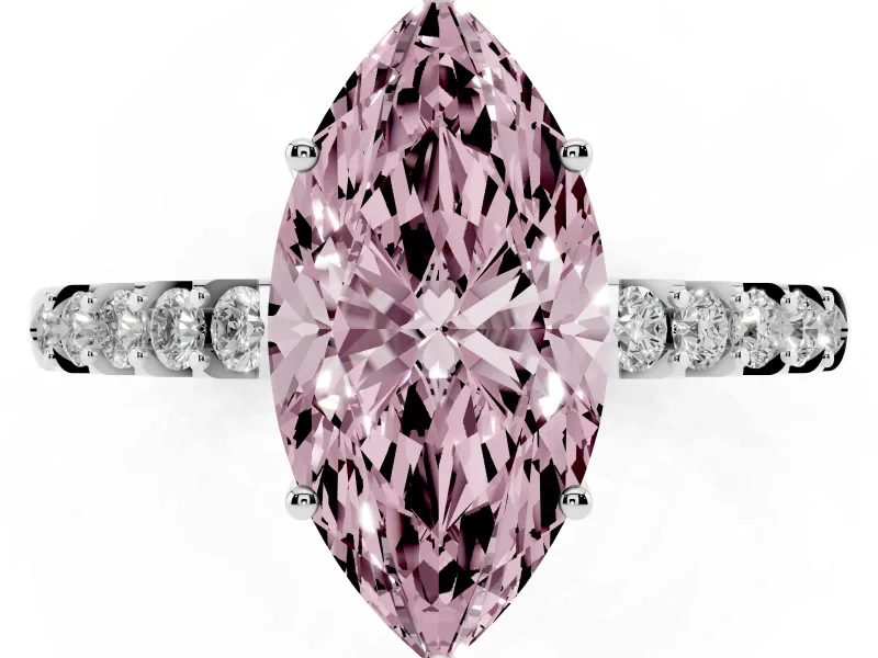 Marquise Engagement Ring Setting for a Fancy Pink Lab-Grown Diamond | Sterling Silver - Design NV-24649
