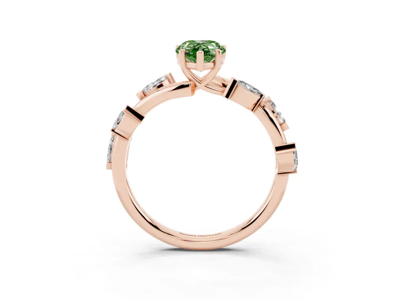 Pear-Shaped Twisted Vine Engagement Ring Setting for a Fancy Green Lab-Grown Diamond | Rose Gold