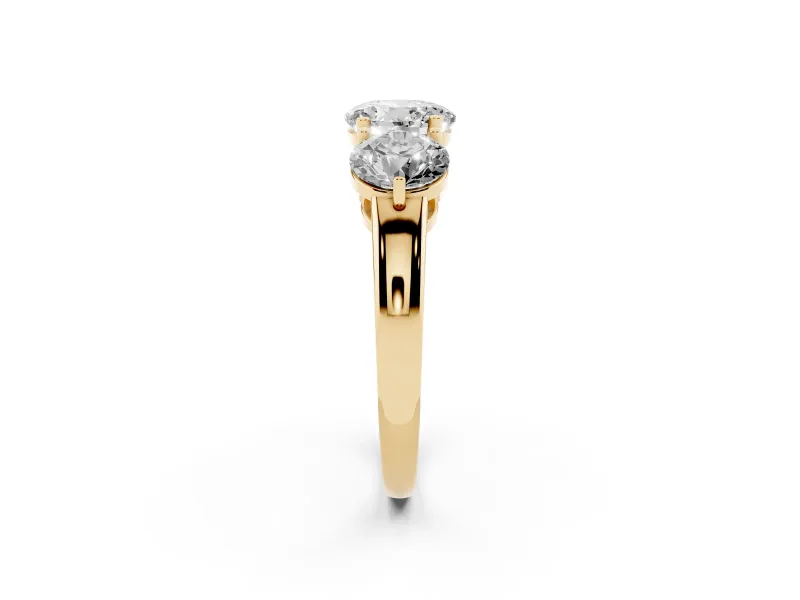 Round Three Stone Engagement Ring Setting | Large Round Side Stones | Yellow Gold