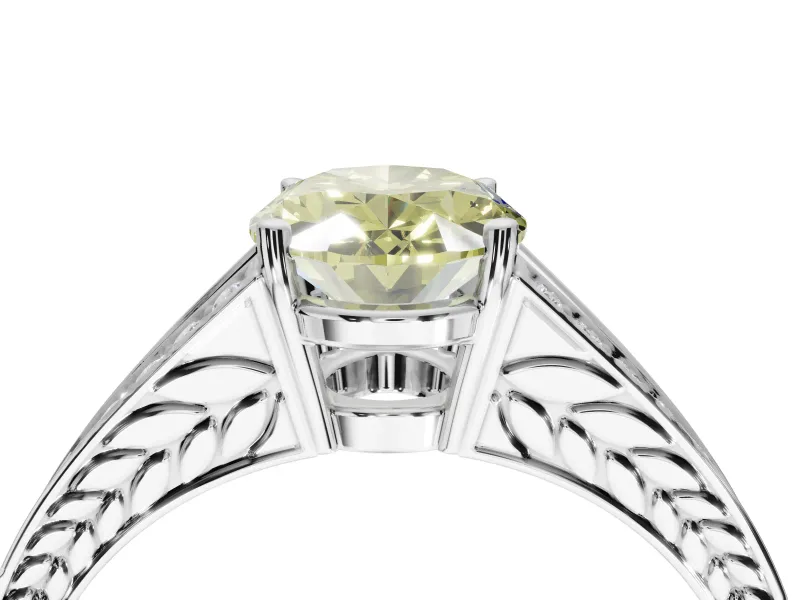 Oval Split Shank Pavé Engagement Ring Setting for a Fancy Yellow Lab-Grown Diamond | Platinum
