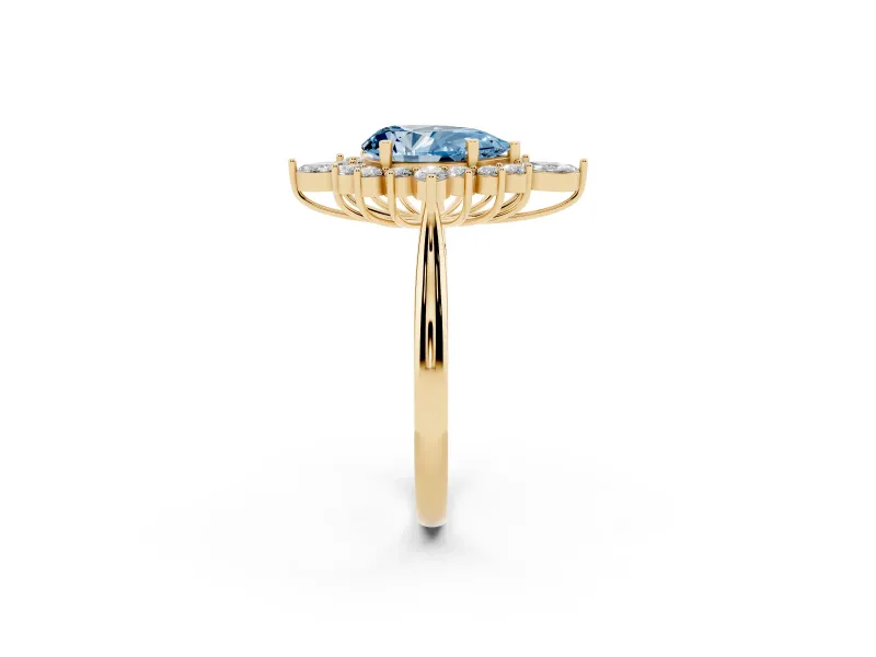 Pear-Shaped Engagement Ring Setting for a Fancy Blue Lab-Grown Diamond | Yellow Gold - Design NV-24790