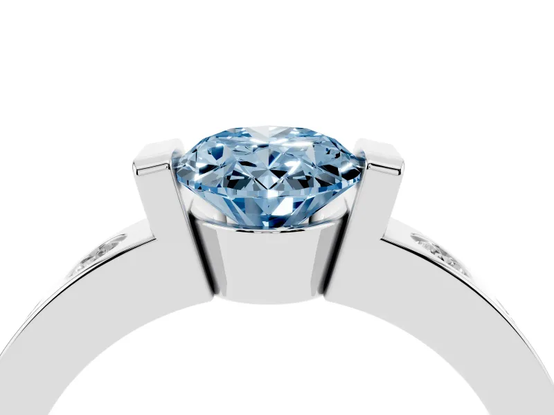 Oval Tension Style Engagement Ring Setting for a Fancy Blue Lab-Grown Diamond | Sterling Silver