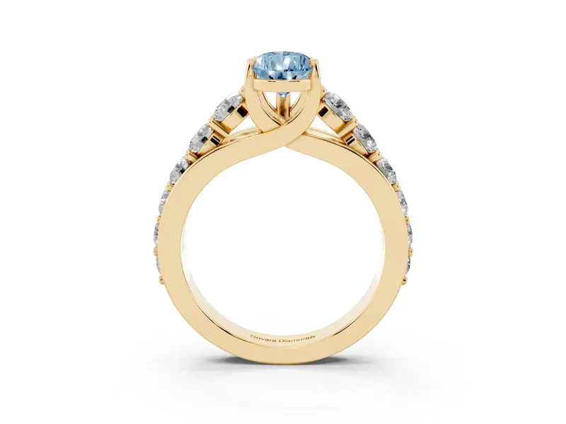 Pear-Shaped Engagement Ring Setting for a Fancy Blue Lab-Grown Diamond | Yellow Gold - Design NV-24645