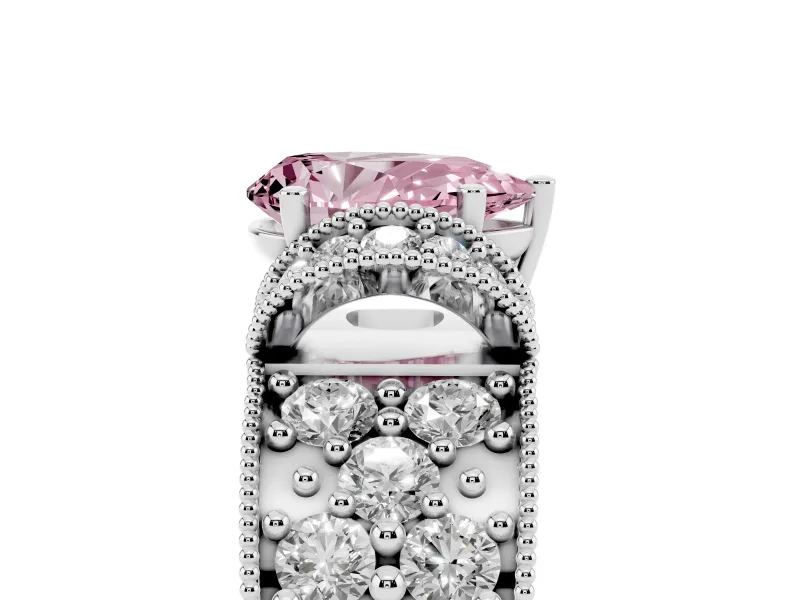 Pear-Shaped Vintage Engagement Ring Setting for a Fancy Pink Lab-Grown Diamond | Sterling Silver - Design NV-24674