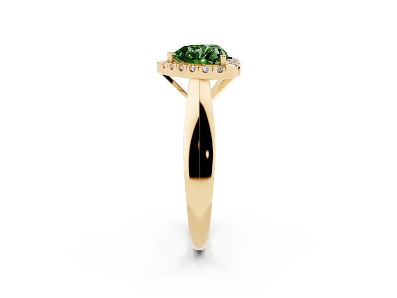 Heart-Shaped Halo Engagement Ring Setting for a Fancy Green Lab-Grown Diamond | Square Profile Band | Yellow Gold