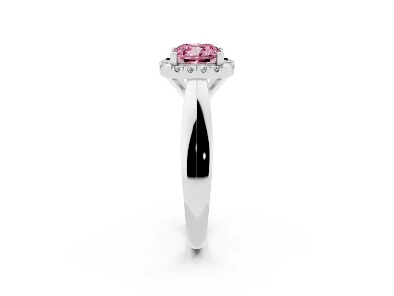 Cushion Cut Halo Engagement Ring Setting for a Fancy Pink Lab-Grown Diamond | Square Profile Band | Platinum