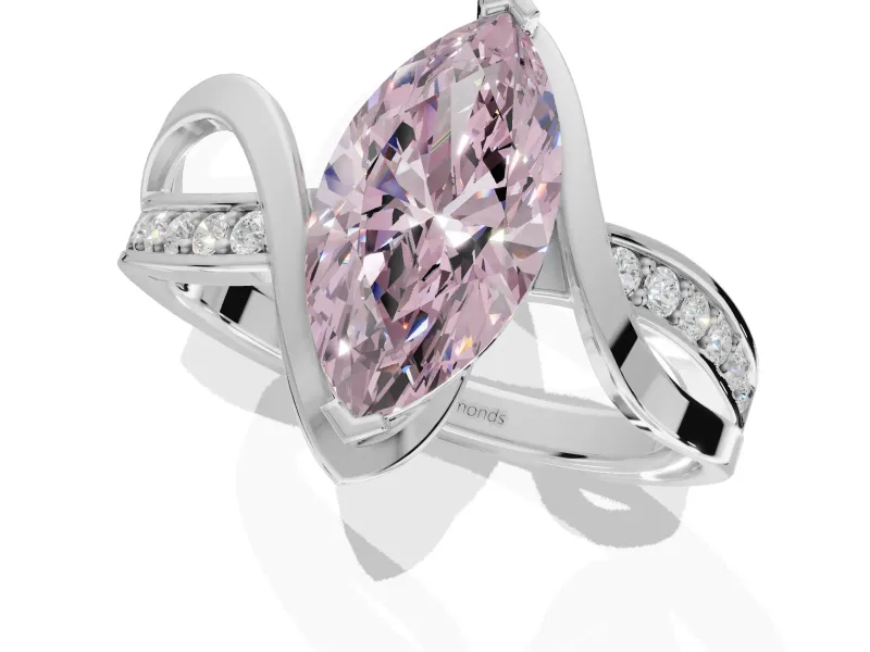 Marquise Bypass Solitaire Engagement Ring Setting for a Fancy Pink Lab-Grown Diamond | Platinum