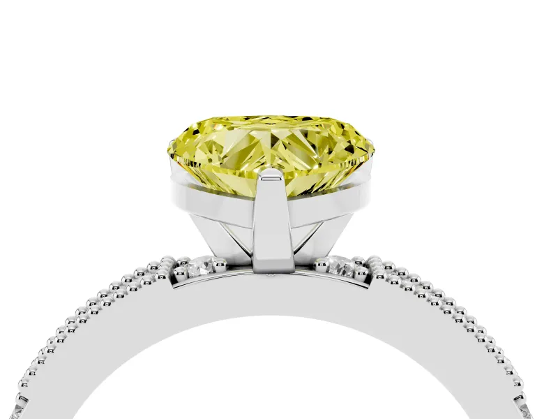 Heart-Shaped Vintage Pavé Engagement Ring Setting for a Fancy Yellow Lab-Grown Diamond | Platinum