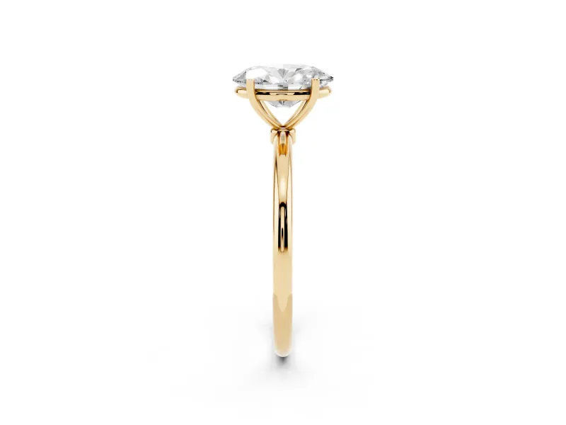 Oval Thin Solitaire Engagement Ring Setting | Straight Plain Band | Yellow Gold