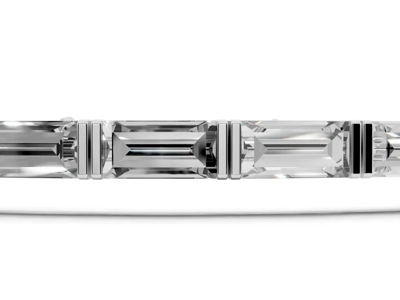 Baguette Lab-Grown Diamond Bar Set Tennis Bracelet | Double Bar Spacers | White Gold