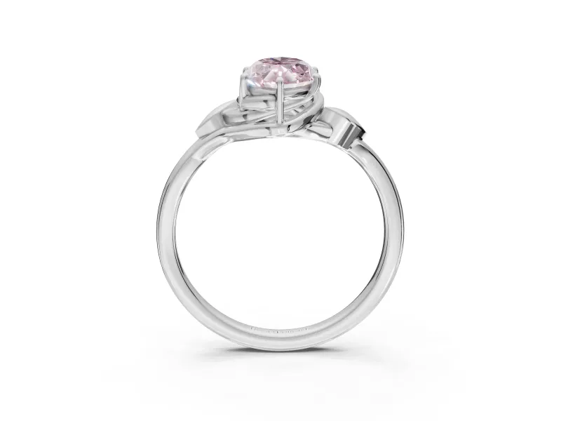 Marquise Leaf Bypass Solitaire Engagement Ring Setting for a Fancy Pink Lab-Grown Diamond | Sterling Silver