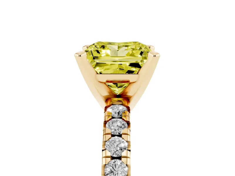 Princess Cut Pavé Engagement Ring Setting for a Fancy Yellow Lab-Grown Diamond | Yellow Gold