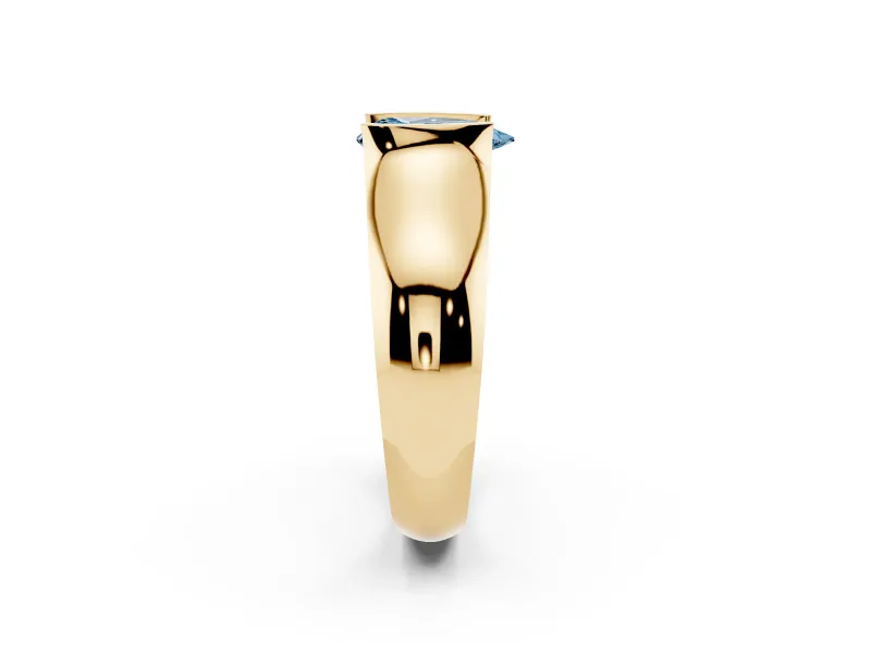 Pear-Shaped Half Bezel Solitaire Engagement Ring Setting for a Fancy Blue Lab-Grown Diamond | Wide Band | Yellow Gold