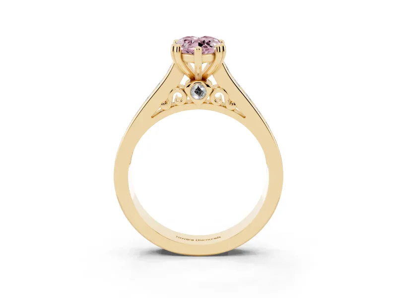 Marquise Channel Engagement Ring Setting for a Fancy Pink Lab-Grown Diamond | Yellow Gold - Design NV-24671
