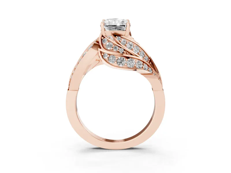 Radiant Cut Bypass Hidden Halo Engagement Ring Setting | Graduated Pavé | Rose Gold