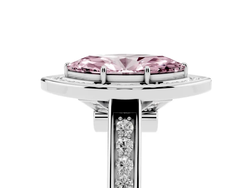 Marquise Rimmed Halo Engagement Ring Setting for a Fancy Pink Lab-Grown Diamond | White Gold