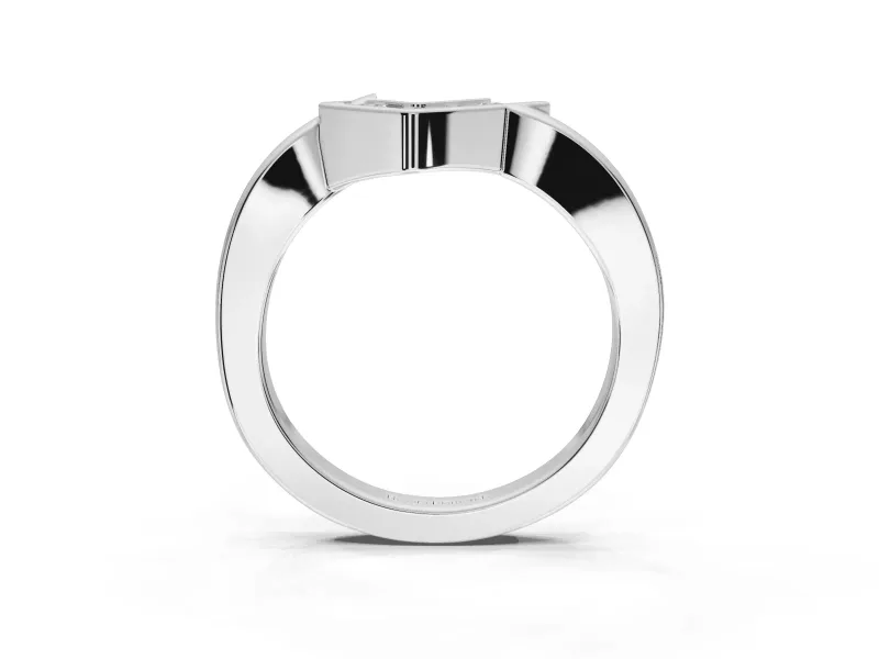Round Lab-Grown Diamond Channel Set Chevron Wedding Band | V Front | Sterling Silver