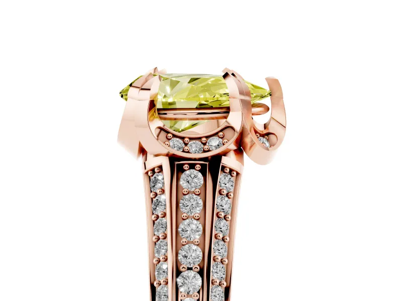 Pear-Shaped Hidden Halo Engagement Ring Setting for a Fancy Yellow Lab-Grown Diamond | Triple Row Pavé Band | Rose Gold