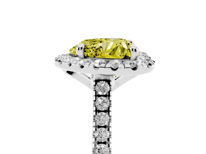 Heart-Shaped Halo Engagement Ring Setting for a Fancy Yellow Lab-Grown Diamond | Tapered Band | Sterling Silver