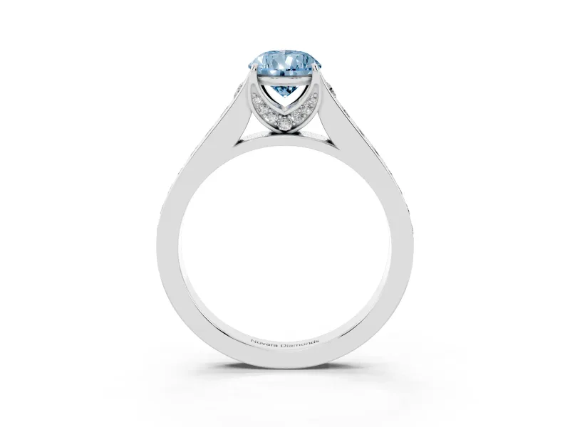 Pear-Shaped Graduated Pavé Engagement Ring Setting for a Fancy Blue Lab-Grown Diamond | Platinum