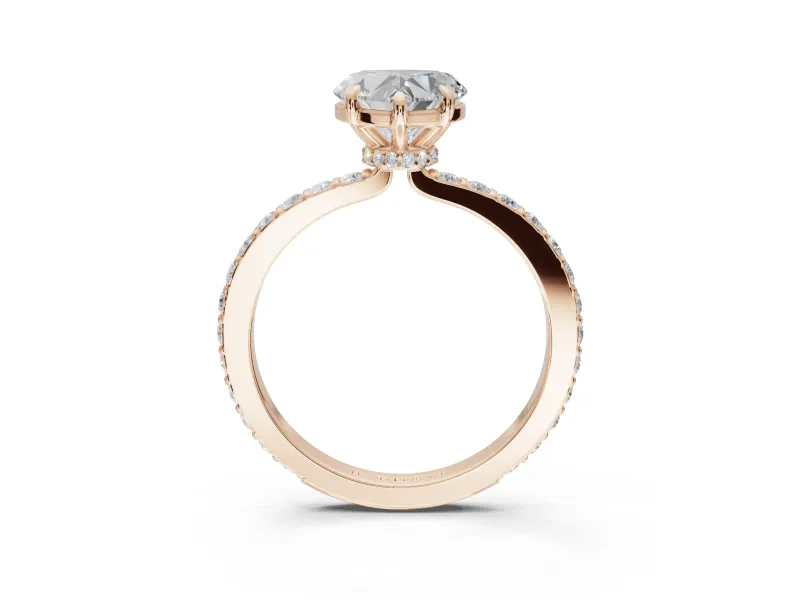 Heart-Shaped Hidden Halo Engagement Ring Setting | Rose Gold