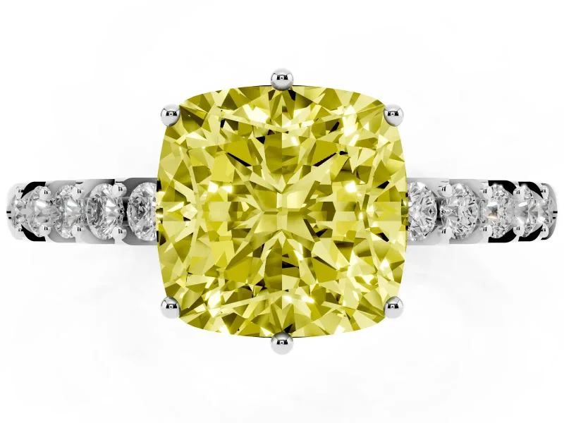 Cushion Cut Engagement Ring Setting for a Fancy Yellow Lab-Grown Diamond | Platinum - Design NV-24649