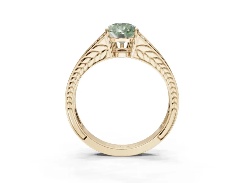 Pear-Shaped Split Shank Pavé Engagement Ring Setting for a Fancy Green Lab-Grown Diamond | Yellow Gold