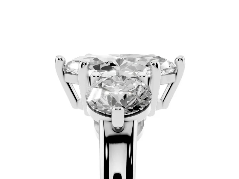 Marquise Cut Diamond Three-Stone Ring Set in Silver with Prong Setting and Classic Band