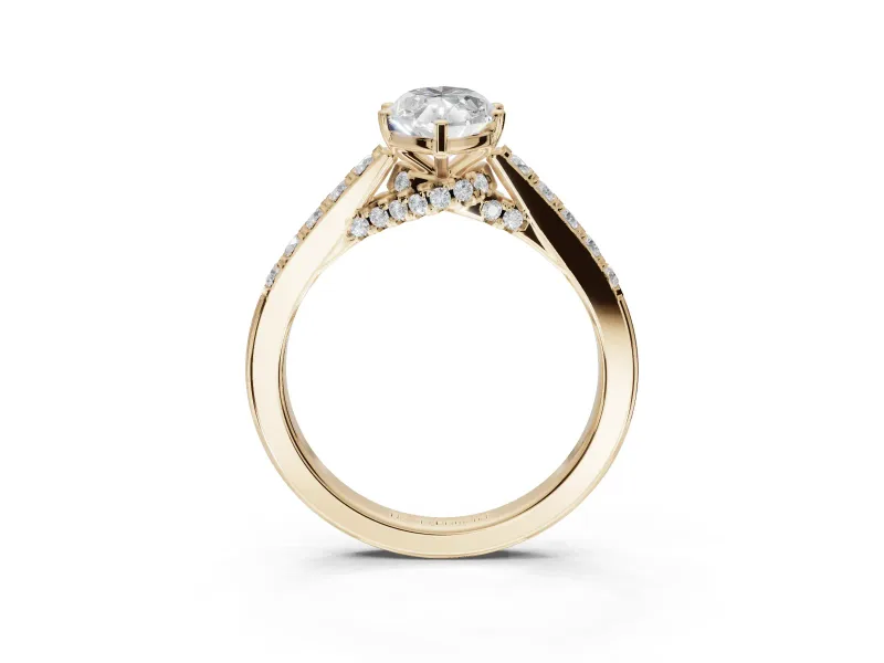 Marquise Pavé Solitaire Engagement Ring Setting | Crossover Gallery | Yellow Gold