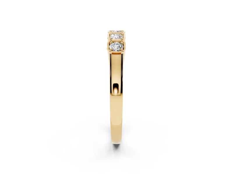 Five-Stone Round Diamond Band Set in Yellow gold with Bezel Setting