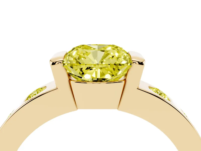 Cushion Cut Tension Style Engagement Ring Setting for a Fancy Yellow Lab-Grown Diamond | Yellow Gold