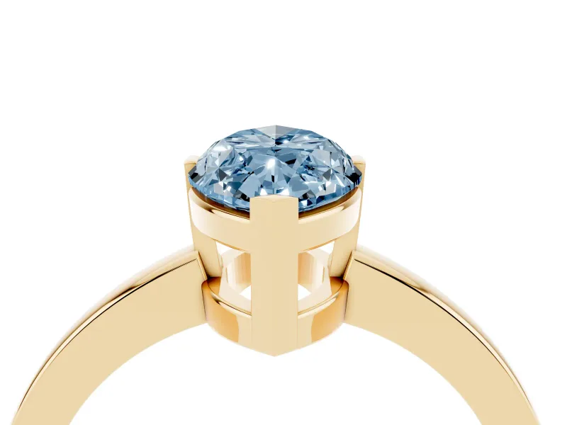 Marquise Solitaire Engagement Ring Setting for a Fancy Blue Lab-Grown Diamond | Flat Tab Prongs | Yellow Gold