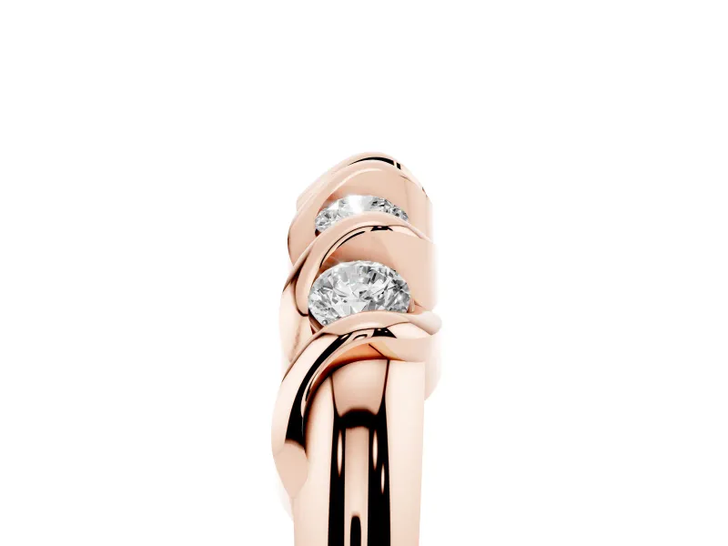 Round Diamond Eternity Band Set in Rose gold with Twist Prong Setting