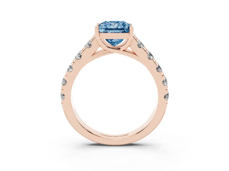 Princess Cut Engagement Ring Setting for a Fancy Blue Lab-Grown Diamond | Rose Gold - Design NV-24643