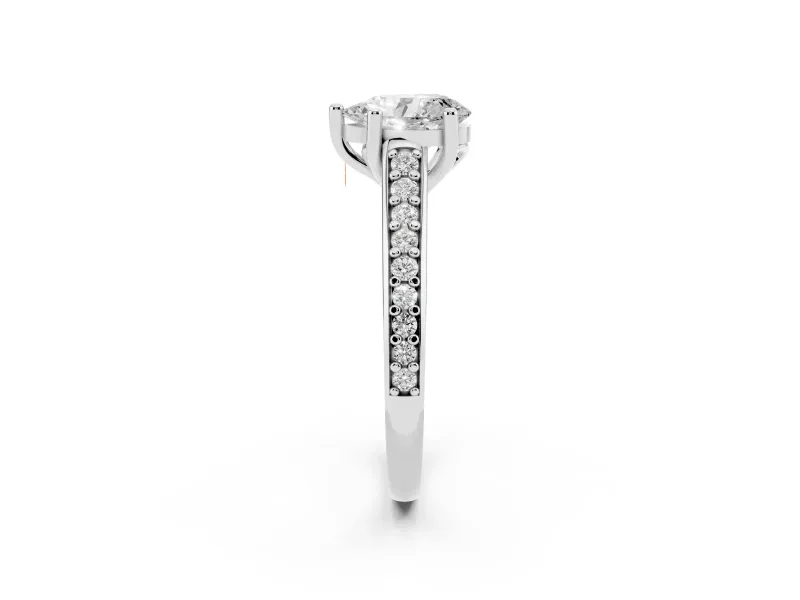 Pear-Shaped Graduated Pave Cathedral Engagement Ring Setting | Scroll Cut-Outs | Sterling Silver
