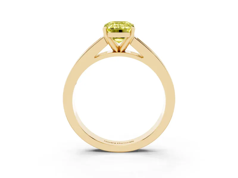 Emerald Cut Channel Engagement Ring Setting for a Fancy Yellow Lab-Grown Diamond | Yellow Gold