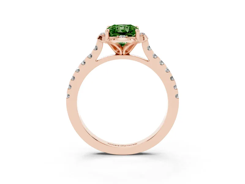 Radiant Cut Floral Petal Engagement Ring Setting for a Fancy Green Lab-Grown Diamond | Petal Accents | Rose Gold