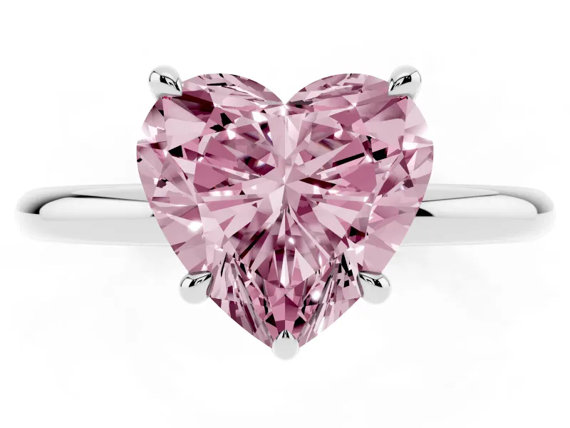 Heart-Shaped Hidden Halo Ring Setting for a Fancy Pink Lab-Grown Diamond | Platinum