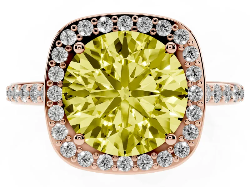 Round Halo Engagement Ring Setting for a Fancy Yellow Lab-Grown Diamond | Rose Gold - Design NV-24729